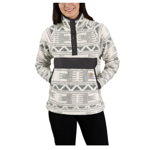 4248) Carhartt Women Malt Geoprint  Relaxed Fit Fleece Pullover Sweater M (8-10) - Picture 1 of 9